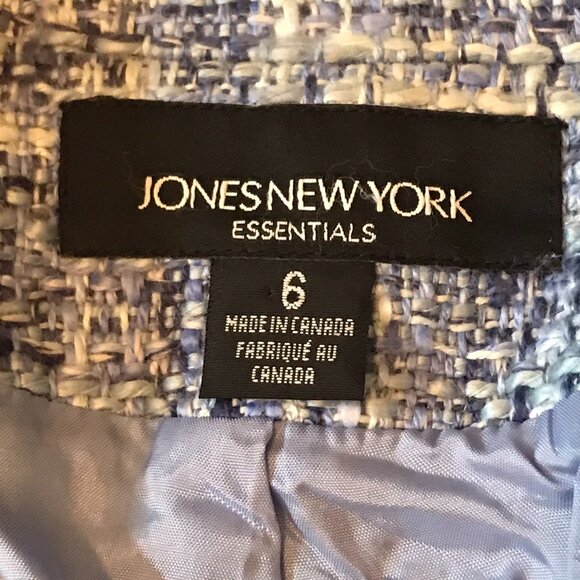 Jones New York Essentials Tweed Blazer Suit Jacket - Blue Size 6 Made in Canada - Picture 6 of 12
